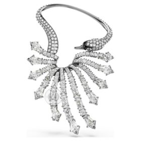 Ear cuff « Swan » de la collection « The Vienna Collection », blanc, plaqué ruthénium