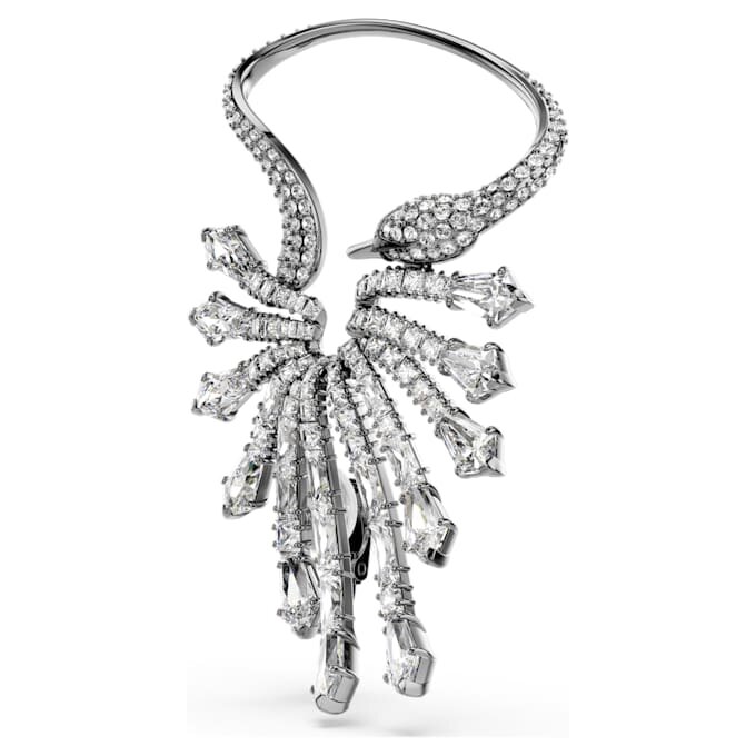 Ear cuff « Swan » de la collection « The Vienna Collection », blanc, plaqué ruthénium Ear cuff « Swan » de la collection « The Vienna Collection », blanc, plaqué ruthénium