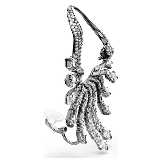 Ear cuff « Swan » de la collection « The Vienna Collection », blanc, plaqué ruthénium Ear cuff « Swan » de la collection « The Vienna Collection », blanc, plaqué ruthénium