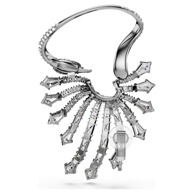 Ear cuff « Swan » de la collection « The Vienna Collection », blanc, plaqué ruthénium Ear cuff « Swan » de la collection « The Vienna Collection », blanc, plaqué ruthénium