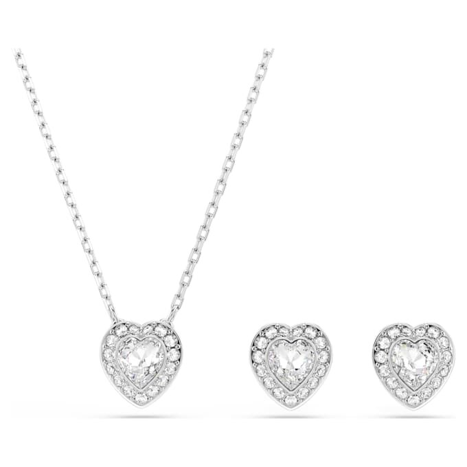 Ensemble Ariana Grande x Swarovski : tailles variées, cœur, blanc, plaqué rhodium Ensemble Ariana Grande x Swarovski : tailles variées, cœur, blanc, plaqué rhodium