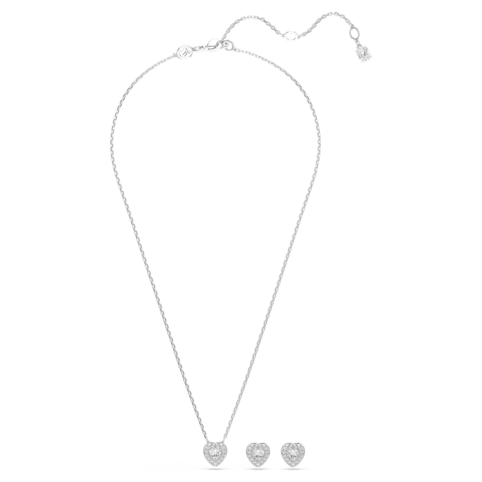 Ensemble Ariana Grande x Swarovski : tailles variées, cœur, blanc, plaqué rhodium Ensemble Ariana Grande x Swarovski : tailles variées, cœur, blanc, plaqué rhodium
