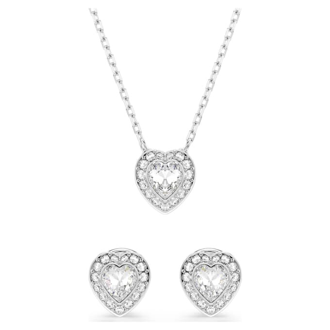 Ensemble Ariana Grande x Swarovski : tailles variées, cœur, blanc, plaqué rhodium Ensemble Ariana Grande x Swarovski : tailles variées, cœur, blanc, plaqué rhodium