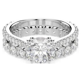 Ensemble de bagues Stilla (2), taille ronde, blanc, plaqué rhodium