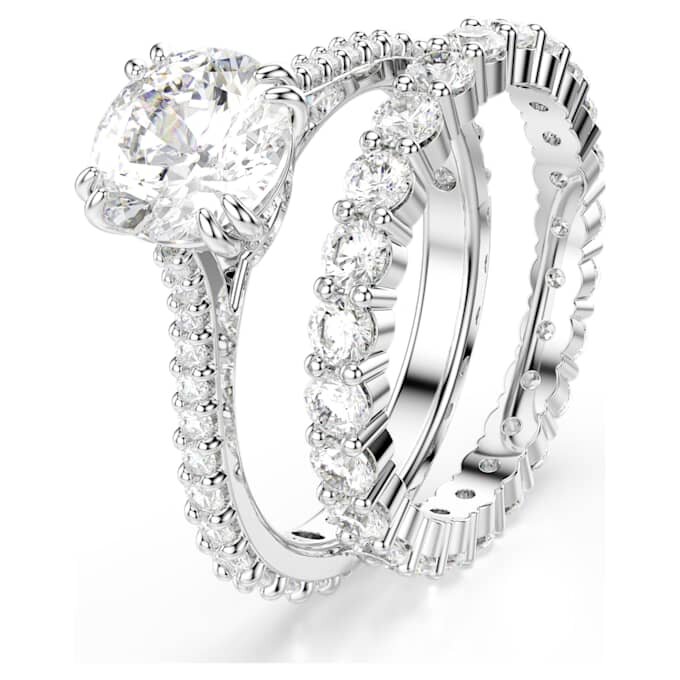 Ensemble de bagues Stilla (2), taille ronde, blanc, plaqué rhodium Ensemble de bagues Stilla (2), taille ronde, blanc, plaqué rhodium