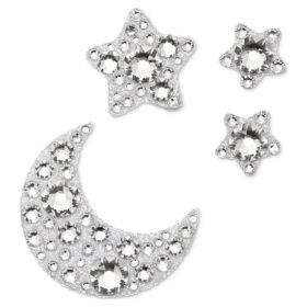 Ensemble de bijoux corporels (4), Lune et étoiles, blanc