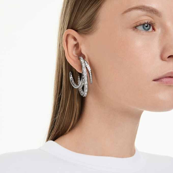 Ensemble de boucles d’oreilles « The Vienna Collection » (3) Plume, Blanc, plaqué ruthénium Ensemble de boucles d’oreilles « The Vienna Collection » (3) Plume, Blanc, plaqué ruthénium