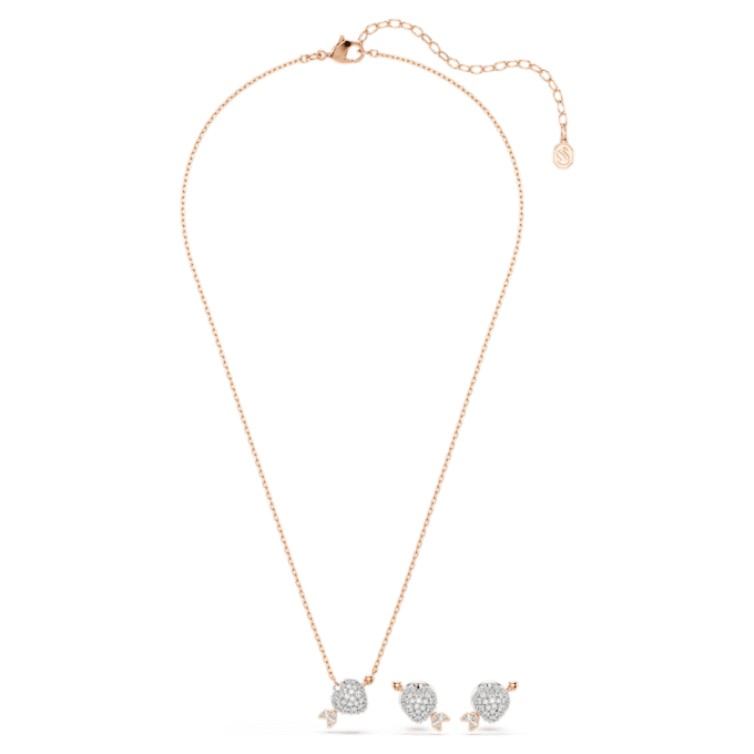 Ensemble Idyllia, tailles variées, cœur et flèche, plaqué or blanc et or rose Ensemble Idyllia, tailles variées, cœur et flèche, plaqué or blanc et or rose