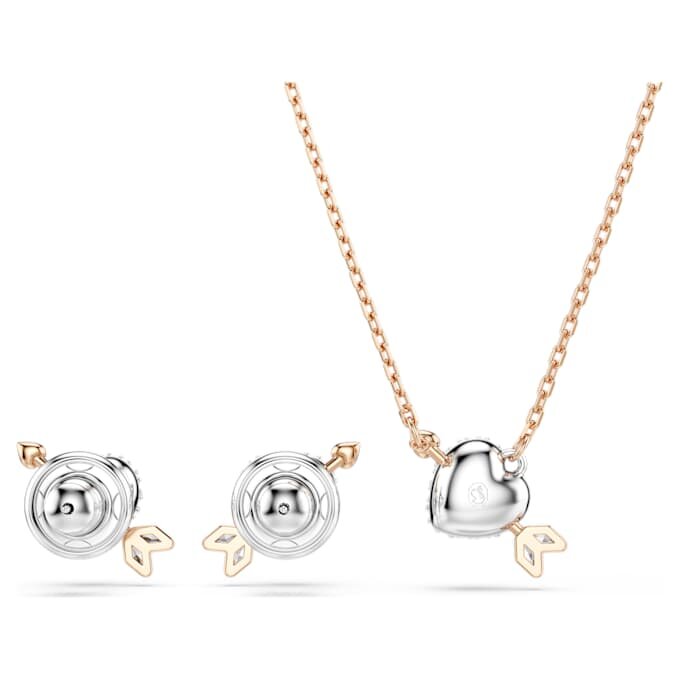 Ensemble Idyllia, tailles variées, cœur et flèche, plaqué or blanc et or rose Ensemble Idyllia, tailles variées, cœur et flèche, plaqué or blanc et or rose