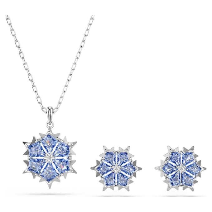 Ensemble « Magic Set » Flocon de neige, bleu, plaqué rhodium Ensemble « Magic Set » Flocon de neige, bleu, plaqué rhodium