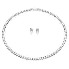 Ensemble Matrix Tennis, taille ronde, blanc, plaqué rhodium