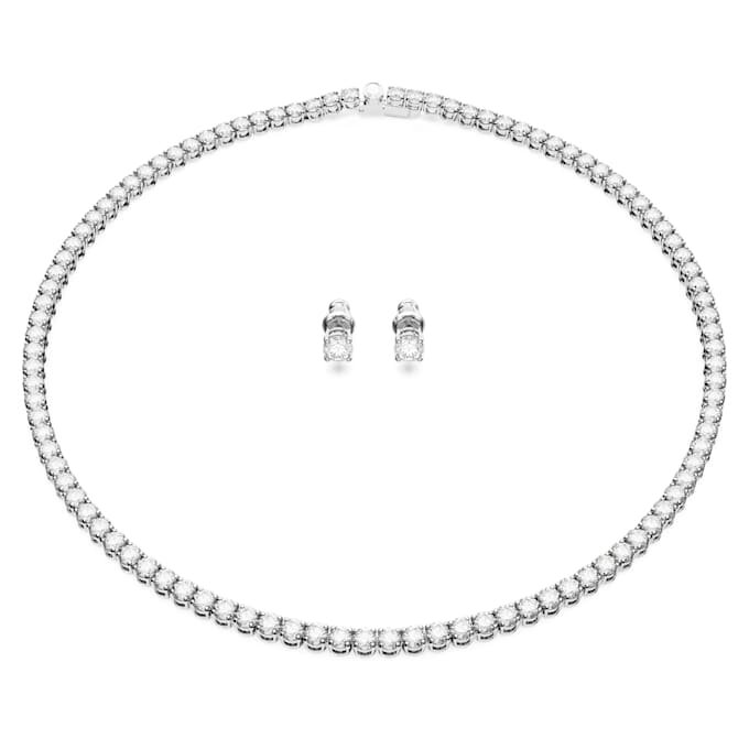 Ensemble Matrix Tennis, taille ronde, blanc, plaqué rhodium Ensemble Matrix Tennis, taille ronde, blanc, plaqué rhodium