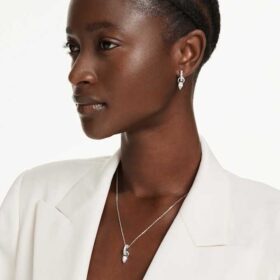 Ensemble Mesmera : taille poire, taille ronde, blanc, plaqué rhodium