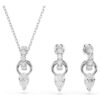 Ensemble Mesmera : taille poire, taille ronde, blanc, plaqué rhodium Ensemble Mesmera : taille poire, taille ronde, blanc, plaqué rhodium