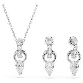 Ensemble Mesmera : taille poire, taille ronde, blanc, plaqué rhodium
