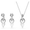 Ensemble Mesmera : taille poire, taille ronde, blanc, plaqué rhodium Ensemble Mesmera : taille poire, taille ronde, blanc, plaqué rhodium