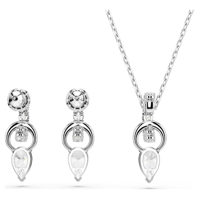 Ensemble Mesmera : taille poire, taille ronde, blanc, plaqué rhodium Ensemble Mesmera : taille poire, taille ronde, blanc, plaqué rhodium