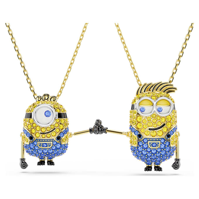 Ensemble Minions James et Henry en pavé, multicolore, plaqué or Ensemble Minions James et Henry en pavé, multicolore, plaqué or