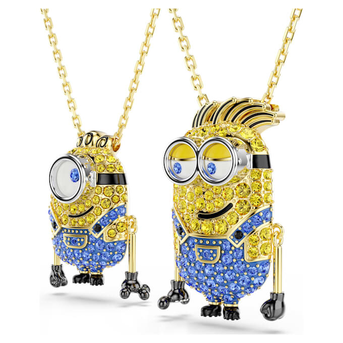 Ensemble Minions James et Henry en pavé, multicolore, plaqué or Ensemble Minions James et Henry en pavé, multicolore, plaqué or
