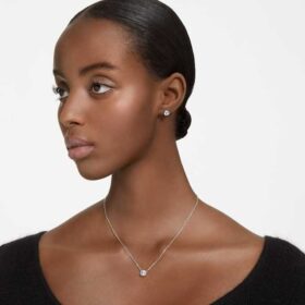 Ensemble Stilla, taille ronde, blanc, plaqué rhodium