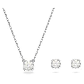 Ensemble Stilla, taille ronde, blanc, plaqué rhodium