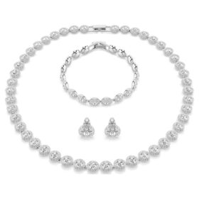Ensemble Una Angelic (3), taille ronde, blanc, plaqué rhodium