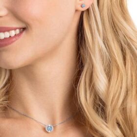 Ensemble Una, taille ronde, bleu, plaqué rhodium