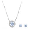 Ensemble Una, taille ronde, bleu, plaqué rhodium Ensemble Una, taille ronde, bleu, plaqué rhodium