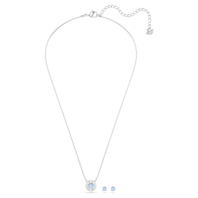 Ensemble Una, taille ronde, bleu, plaqué rhodium Ensemble Una, taille ronde, bleu, plaqué rhodium