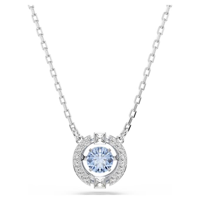 Ensemble Una, taille ronde, bleu, plaqué rhodium Ensemble Una, taille ronde, bleu, plaqué rhodium