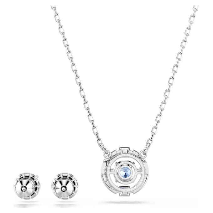 Ensemble Una, taille ronde, bleu, plaqué rhodium Ensemble Una, taille ronde, bleu, plaqué rhodium