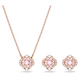 Ensemble Una : tailles variées, trèfle, rose, plaqué or rose