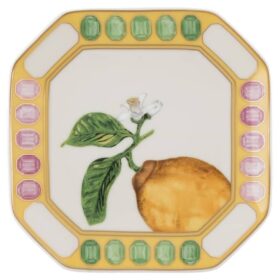 Idyllia Vide Poche en porcelaine, motif « Crystal Print », citron, jaune