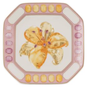 Idyllia Vide Poche en porcelaine, motif imprimé en cristal, fleur, rose