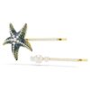 Lot de 2 épingles à cheveux Idyllia, perles de cristal, étoile de mer, multicolores, plaquées or Lot de 2 épingles à cheveux Idyllia, perles de cristal, étoile de mer, multicolores, plaquées or