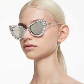 Lunettes de soleil à clipser 2 en 1, modèle tendance, forme œil-de-chat, Sk7011, blanc