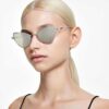 Lunettes de soleil à clipser 2 en 1, modèle tendance, forme œil-de-chat, Sk7011, blanc