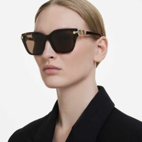 Lunettes de soleil de forme carrée, marron