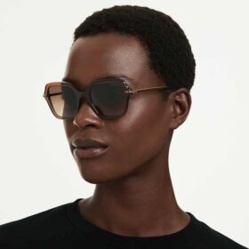 Lunettes de soleil de forme carrée, marron