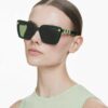 Lunettes de soleil de forme carrée, Sk6032, vertes Lunettes de soleil de forme carrée, Sk6032, vertes