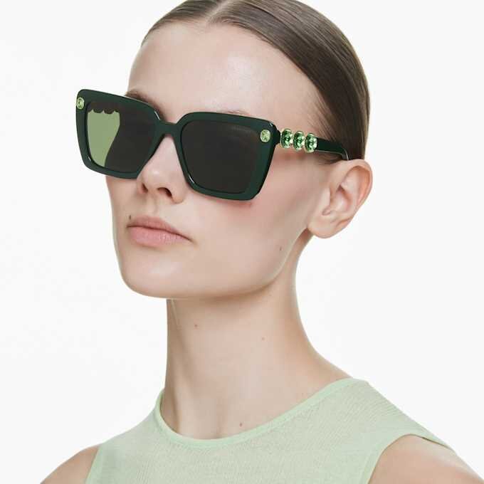Lunettes de soleil de forme carrée, Sk6032, vertes Lunettes de soleil de forme carrée, Sk6032, vertes