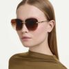 Lunettes de soleil de forme carrée, Sk7043, marron Lunettes de soleil de forme carrée, Sk7043, marron