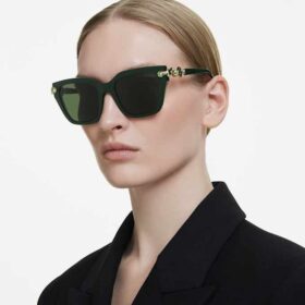 Lunettes de soleil de forme carrée, vertes