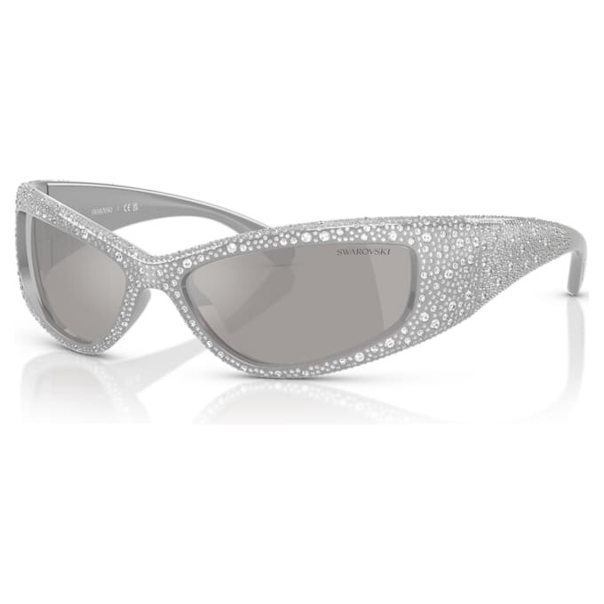 Lunettes de soleil de forme masque, Sk6027, teinte argentée Lunettes de soleil de forme masque, Sk6027, teinte argentée