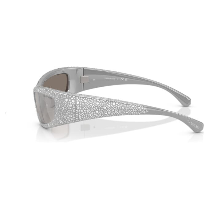 Lunettes de soleil de forme masque, Sk6027, teinte argentée Lunettes de soleil de forme masque, Sk6027, teinte argentée