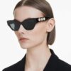 Lunettes de soleil de forme « œil de chat », noires Lunettes de soleil de forme « œil de chat », noires