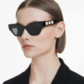 Lunettes de soleil de forme « œil de chat », noires