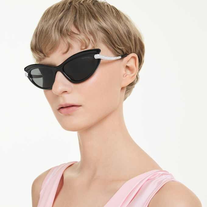 Lunettes de soleil de forme « œil de chat », Sk6038, noires Lunettes de soleil de forme « œil de chat », Sk6038, noires