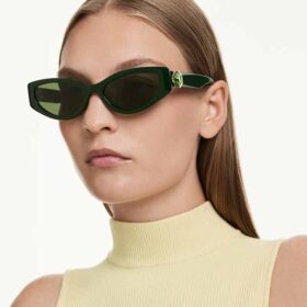 Lunettes de soleil de forme « œil de chat », Sk6045, vertes