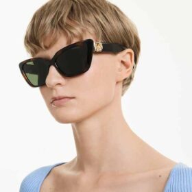 Lunettes de soleil de forme « œil de chat », Sk6047, marron clair